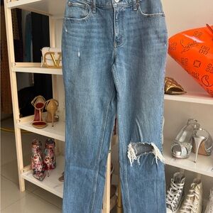 Blue Distressed Low Rise Women's Jeans
